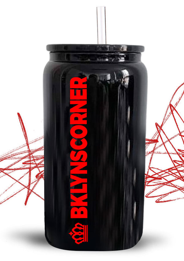 BLACK GLASS BEER CAN TUMBLER