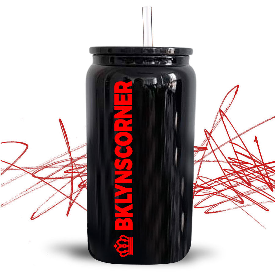 BLACK GLASS BEER CAN TUMBLER