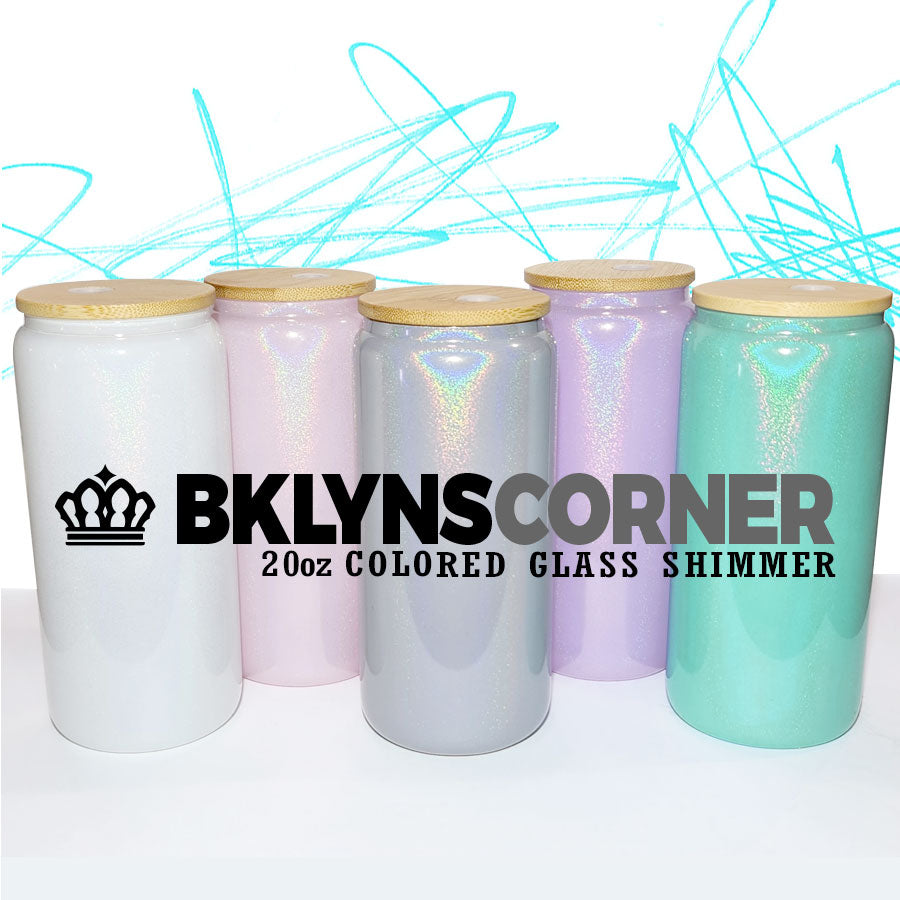 20oz COLORED GLASS SHIMMER BEER CAN TUMBLER