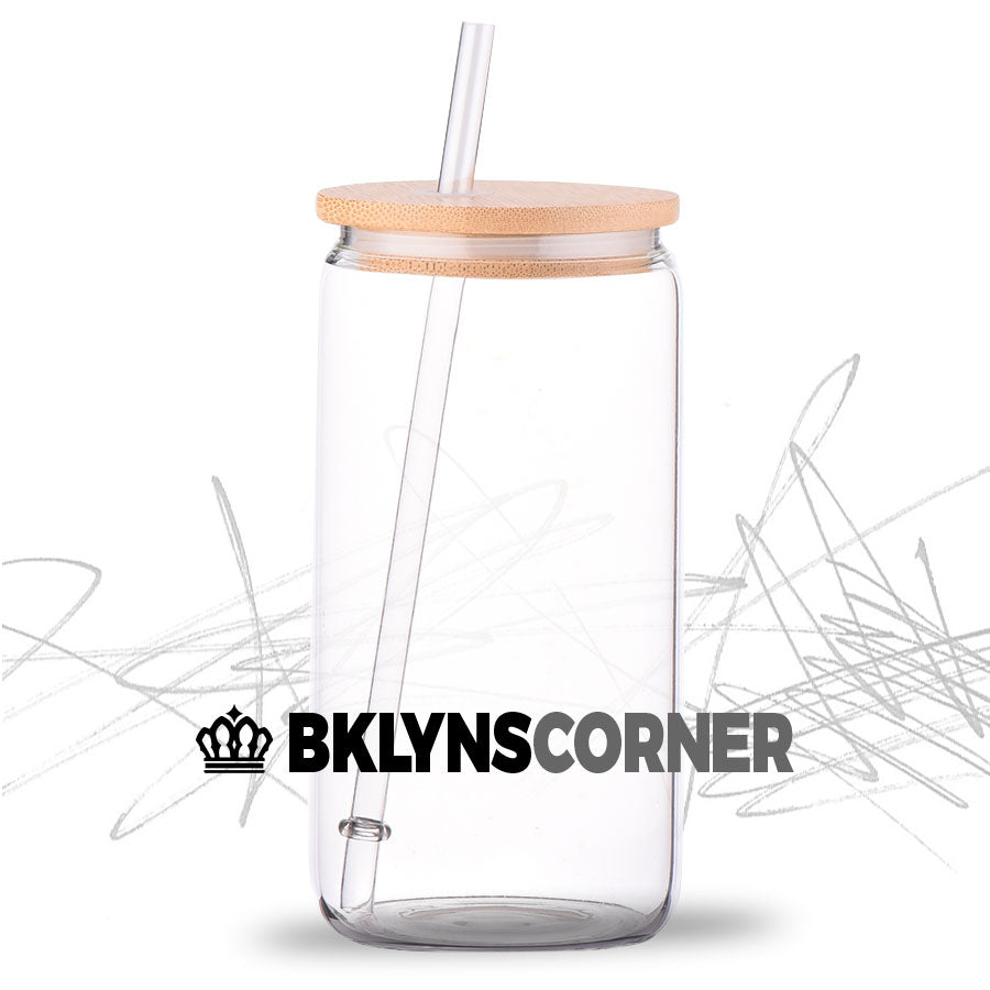 Clear Libbey Beer Glass Can Sublimation Mockup with straw